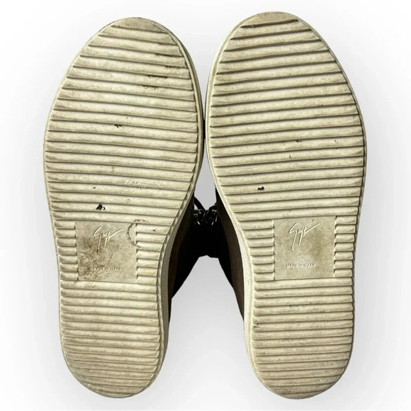 Giuseppe Zanotti  Brown Leather Donna Hi-Top Swarovski Crystal Sneakers 37 - Picture 12 of 13